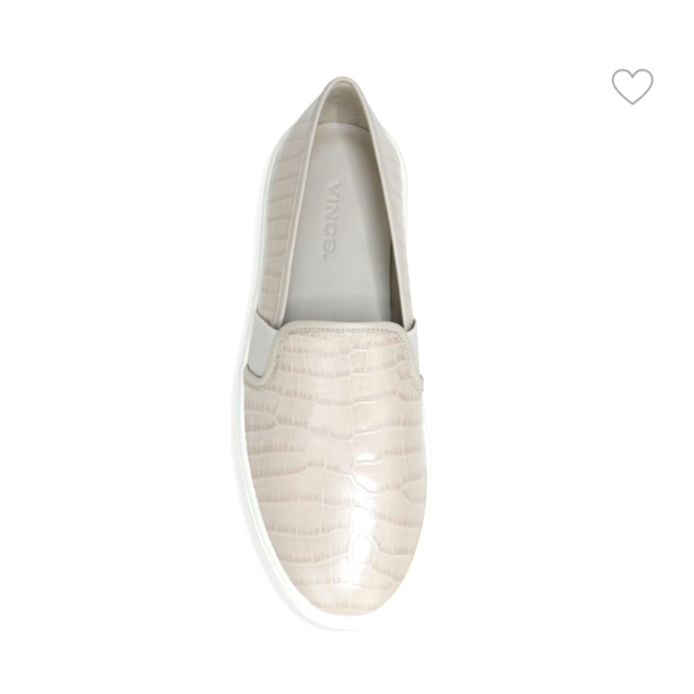 VINCE Blair leather cream croc slip on sneakers size 7.5 EUC